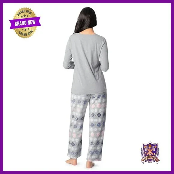 Soft Jersey Crewneck & Fleece Pant Sleep Set - Cozy Two-Piece Pajamas